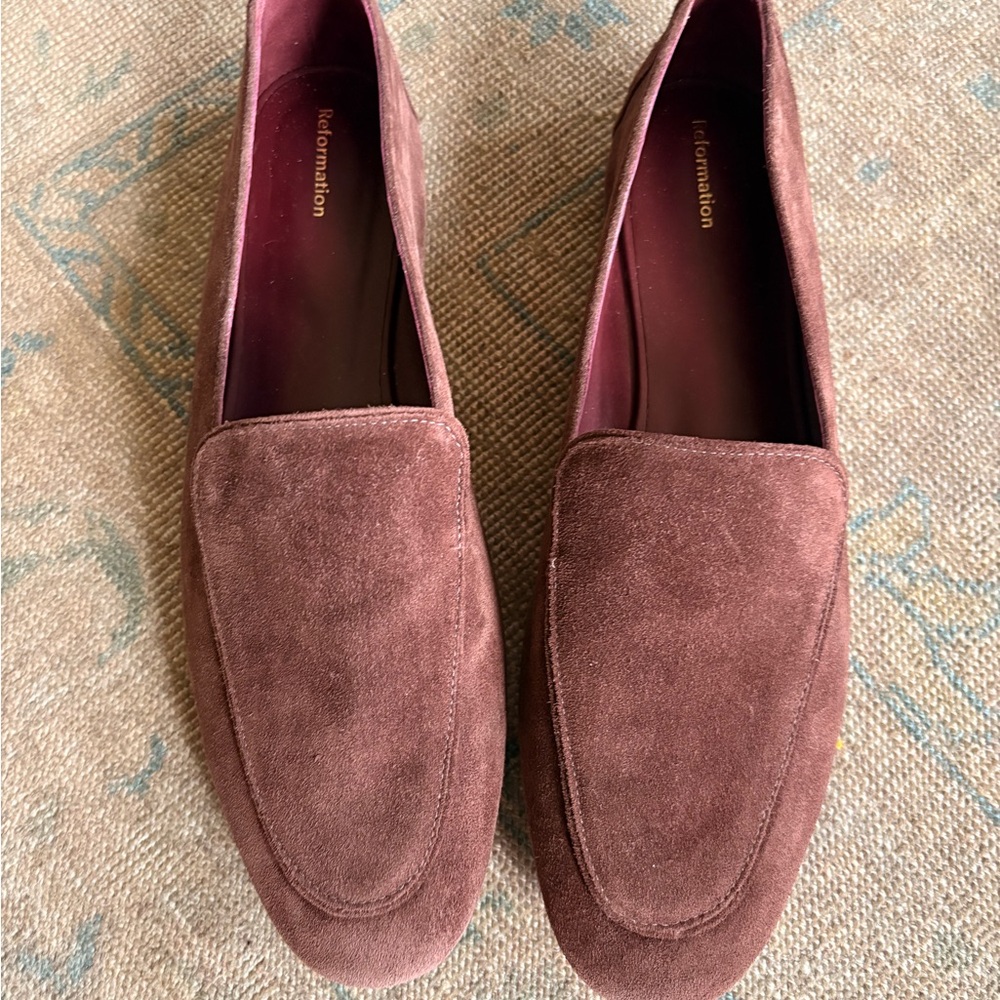 Reformation Brown Suede Loafers